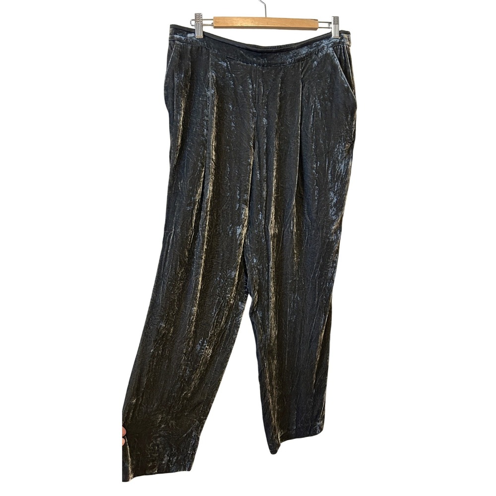 Lafayette 148 Pants Sz L Gray Silk Blend Velvet Elastic Waist Fairy Grunge Goth